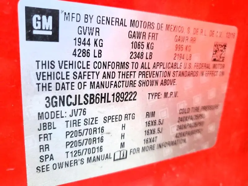 2017 CHEVROLET TRAX 1LT  