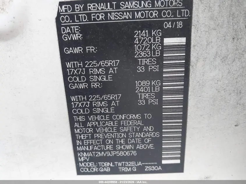 2018 NISSAN ROGUE SV