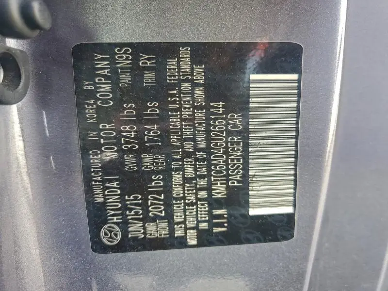 2016 HYUNDAI VELOSTER   