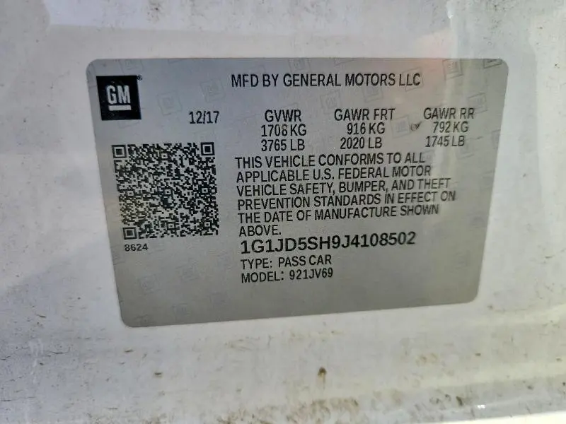 2018 CHEVROLET SONIC LT  