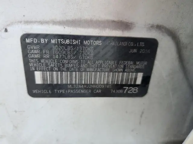 2017 MITSUBISHI MIRAGE SE  