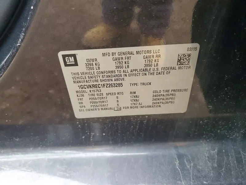 2015 CHEVROLET SILVERADO K1500 LT  