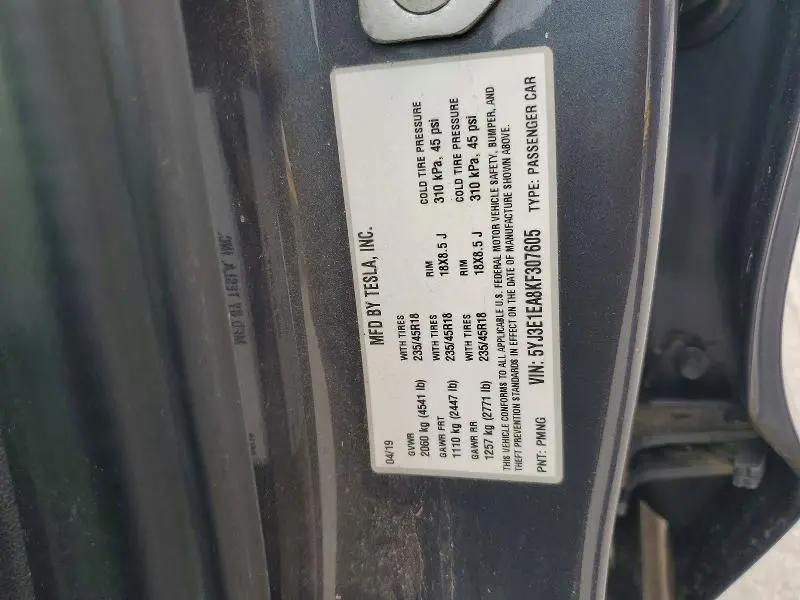 2019 TESLA MODEL 3   