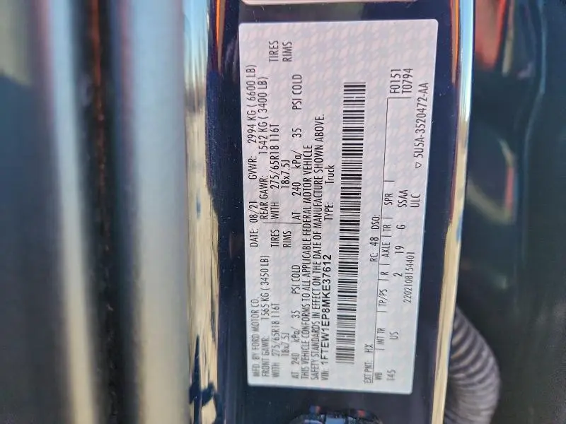 2021 FORD F150 SUPERCREW  