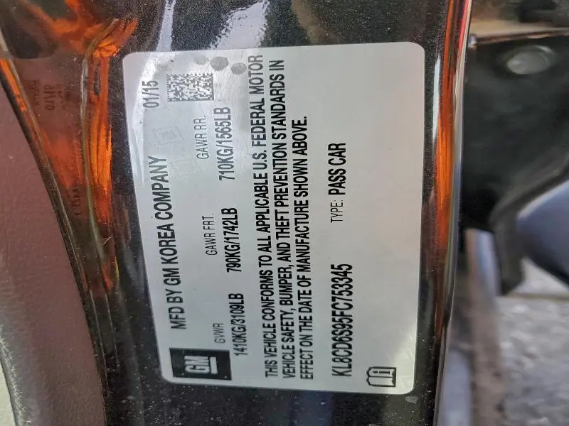 2015 CHEVROLET SPARK 1LT  