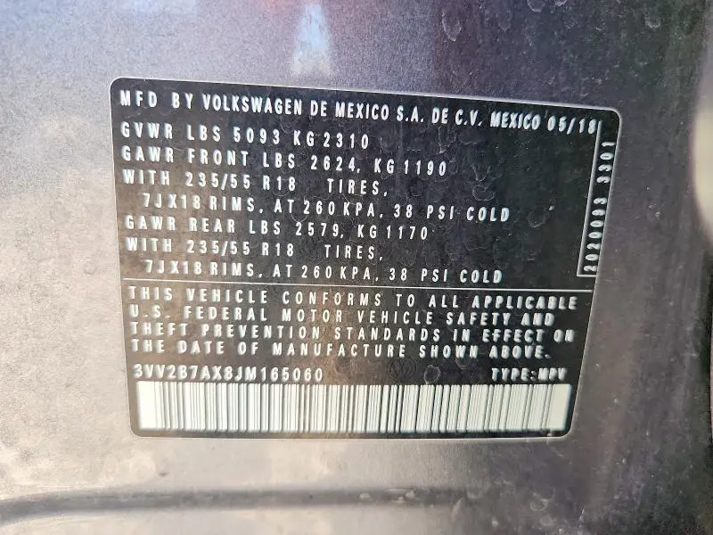 2018 VOLKSWAGEN TIGUAN SE  