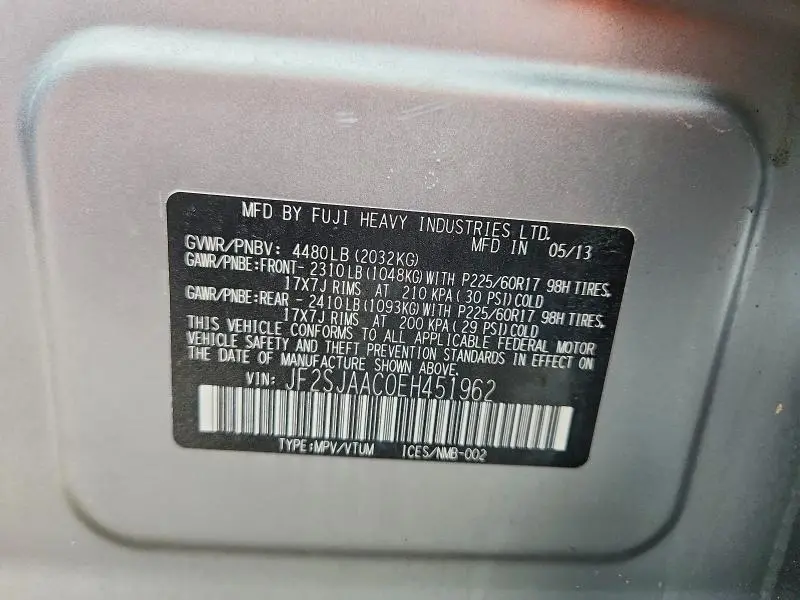2014 SUBARU FORESTER 2.5I  
