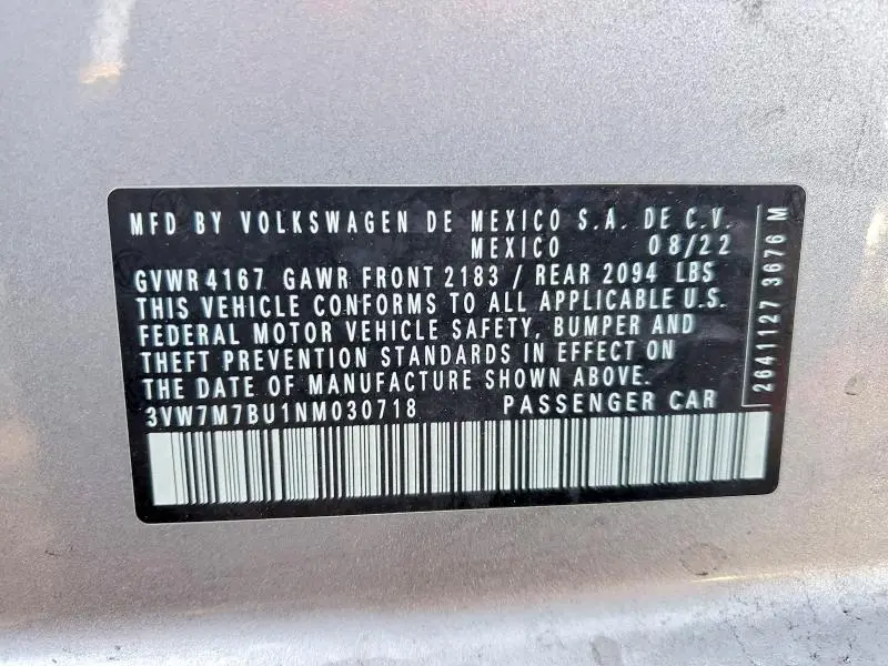 2022 VOLKSWAGEN JETTA SE  