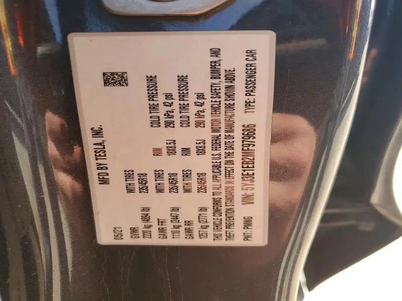 2021 TESLA MODEL 3   