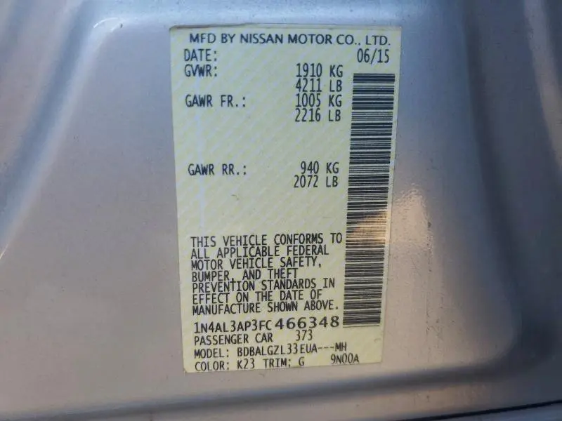 2015 NISSAN ALTIMA 2.5  