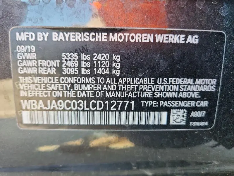 2020 BMW 530E   