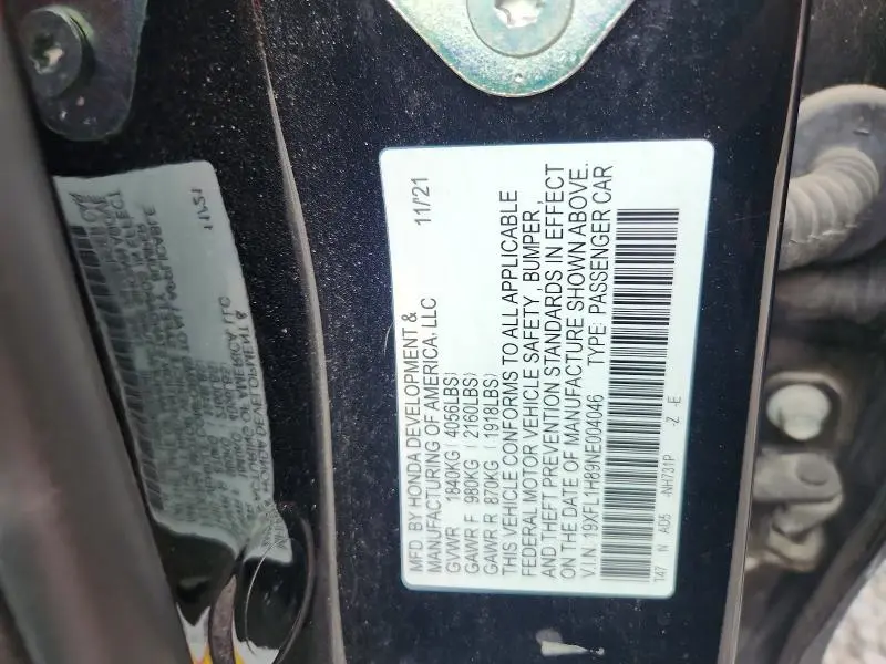 2022 HONDA CIVIC SPORT TOURING  