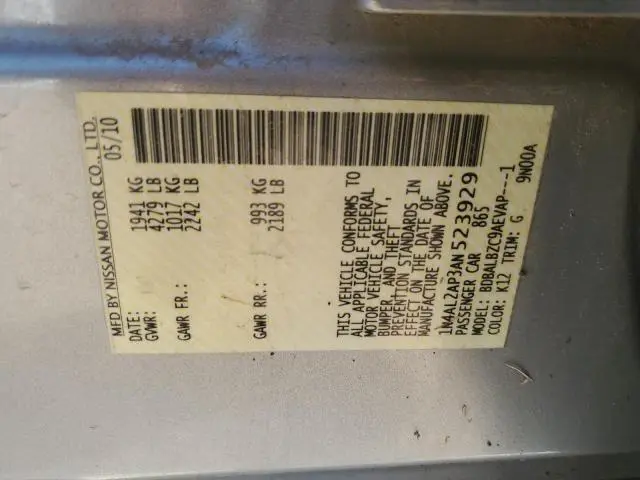 2010 NISSAN ALTIMA BASE  