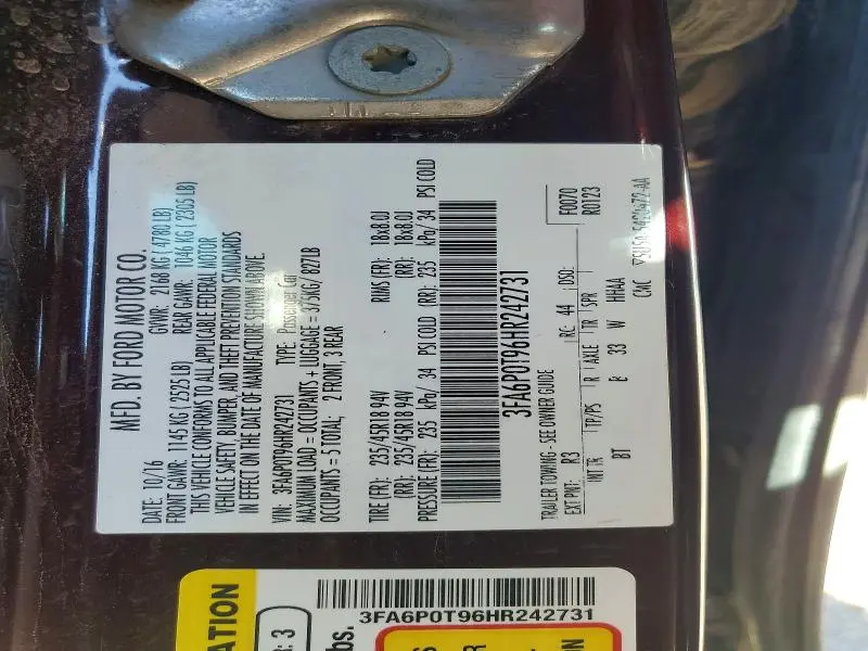 2017 FORD FUSION SE  