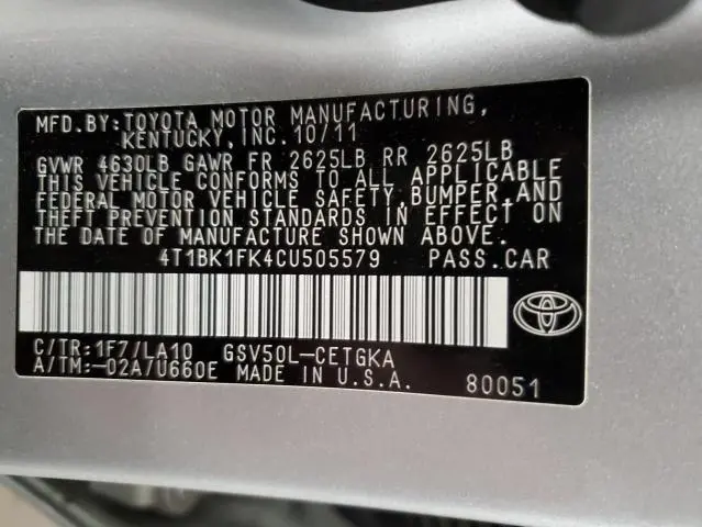 2012 TOYOTA CAMRY SE  