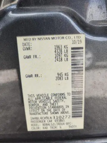 2020 NISSAN ALTIMA SR  