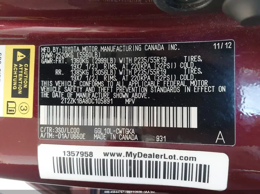 2013 LEXUS RX 350  