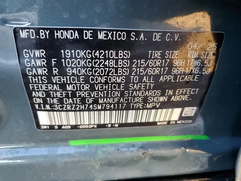 2025 HONDA HR-V EXL  