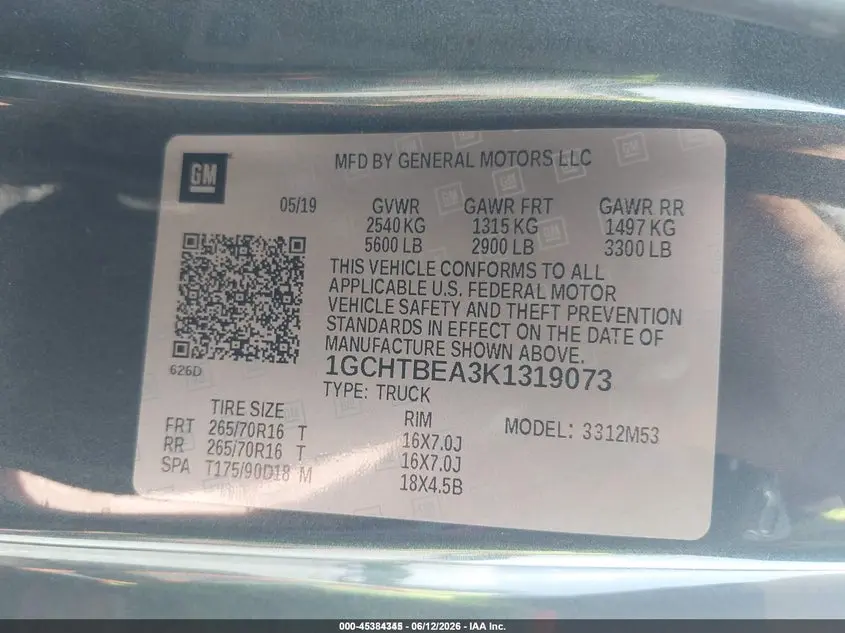 2019 CHEVROLET COLORADO WT