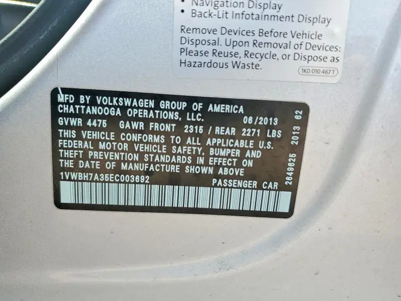 2014 VOLKSWAGEN PASSAT SE  