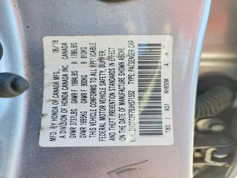 2018 HONDA CIVIC EX  