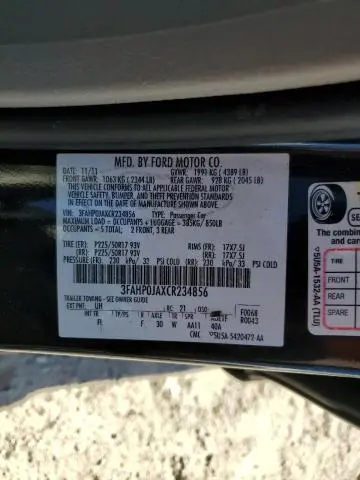 2012 FORD FUSION SEL  