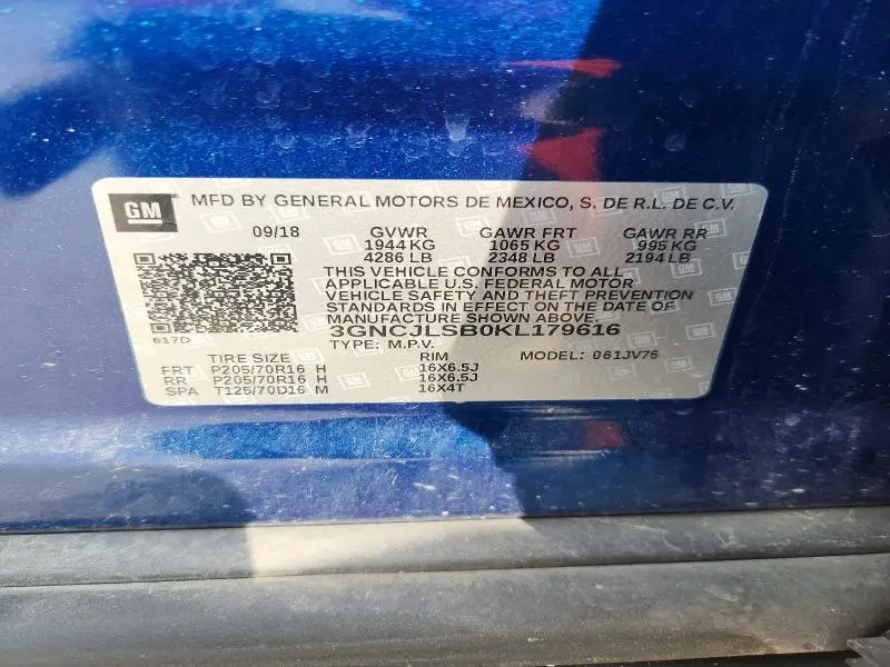 2019 CHEVROLET TRAX 1LT  