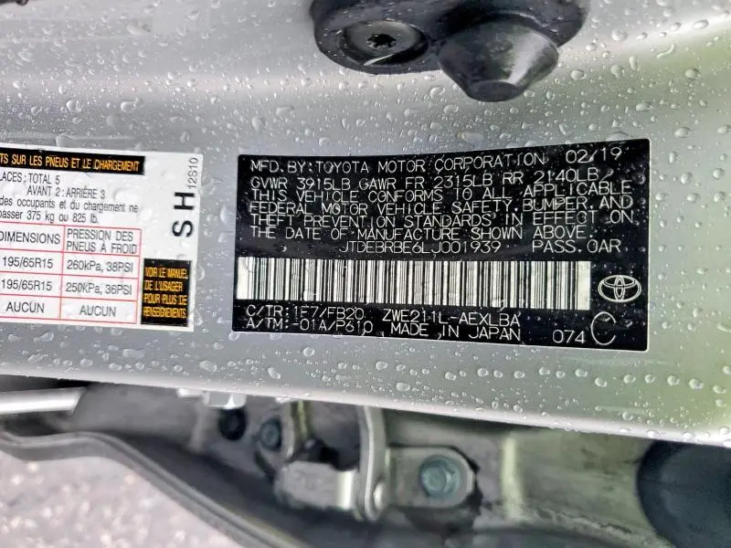 2020 TOYOTA COROLLA LE  