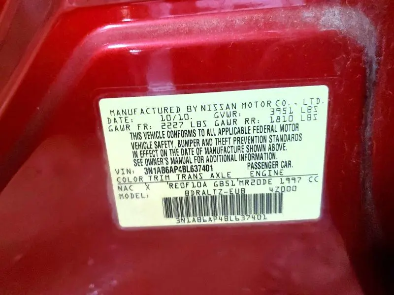 2011 NISSAN SENTRA 2.0  