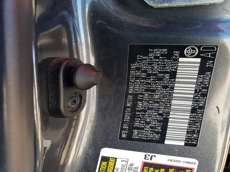 2012 TOYOTA COROLLA LE  