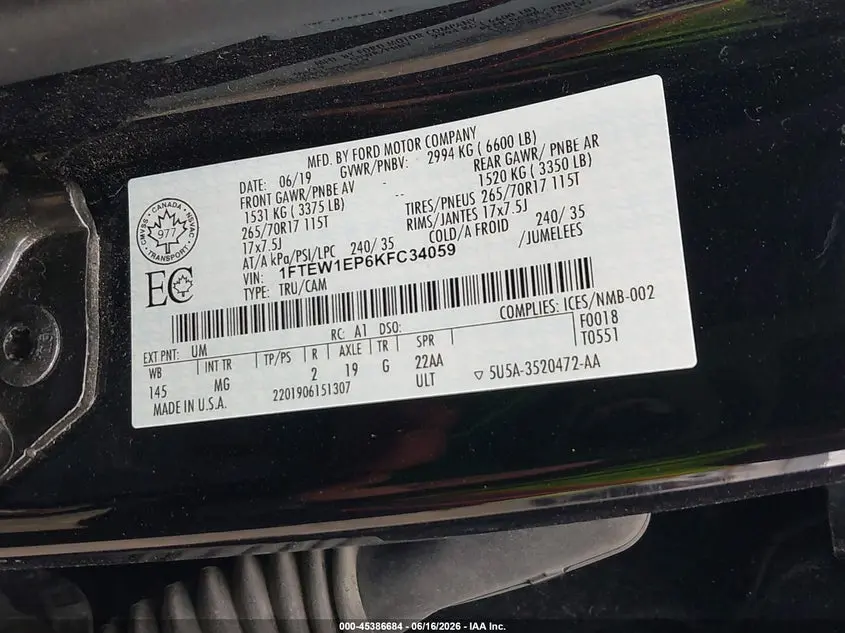 2019 FORD F-150 XLT