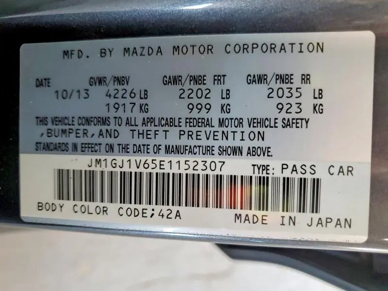 2014 MAZDA 6 TOURING  