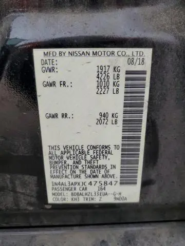2018 NISSAN ALTIMA 2.5  