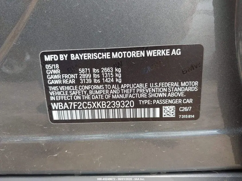 2019 BMW 750I XDRIVE