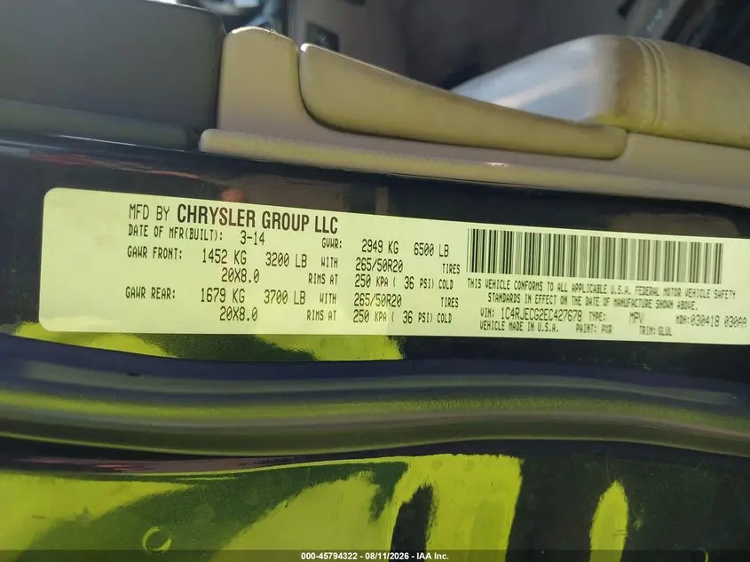 2014 JEEP GRAND CHEROKEE OVERLAND