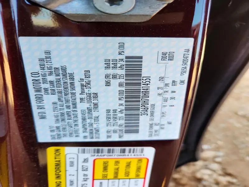 2017 FORD FUSION SE  