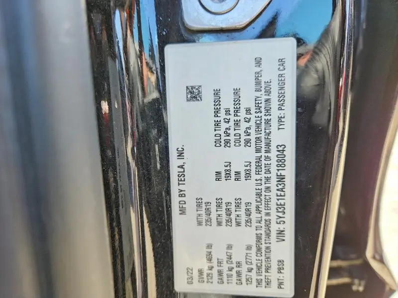 2022 TESLA MODEL 3   