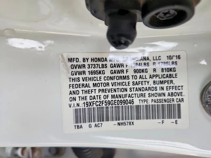 2016 HONDA CIVIC LX  