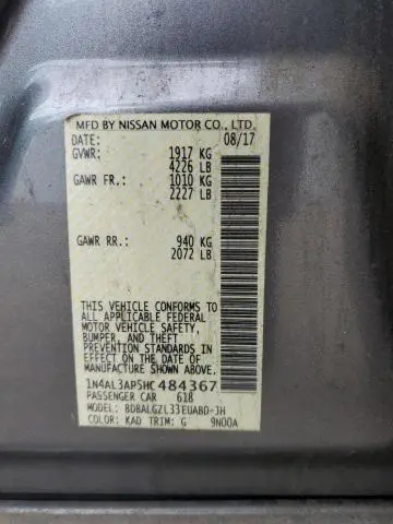 2017 NISSAN ALTIMA 2.5  