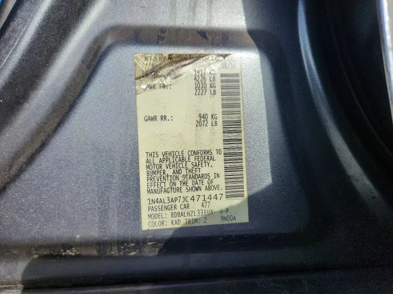 2018 NISSAN ALTIMA 2.5 SR  