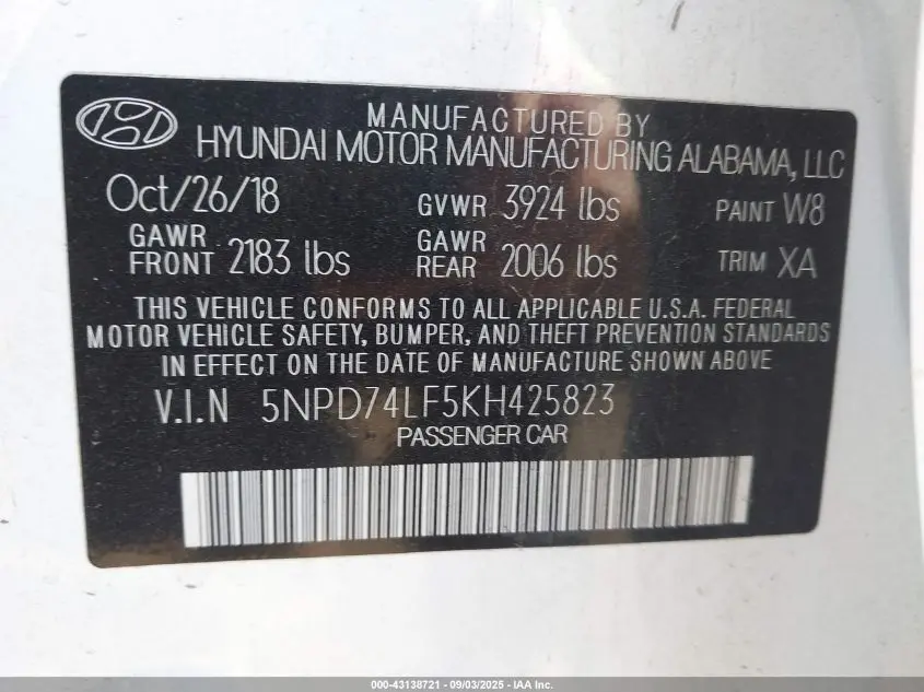 2019 HYUNDAI ELANTRA SE