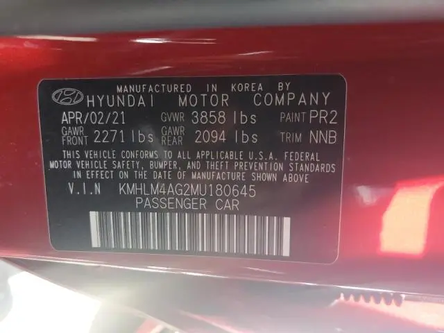2021 HYUNDAI ELANTRA SEL  