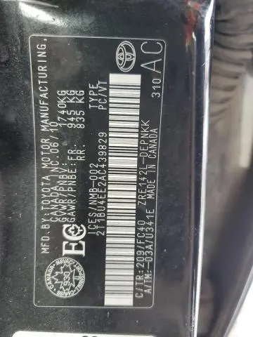 2010 TOYOTA COROLLA BASE  
