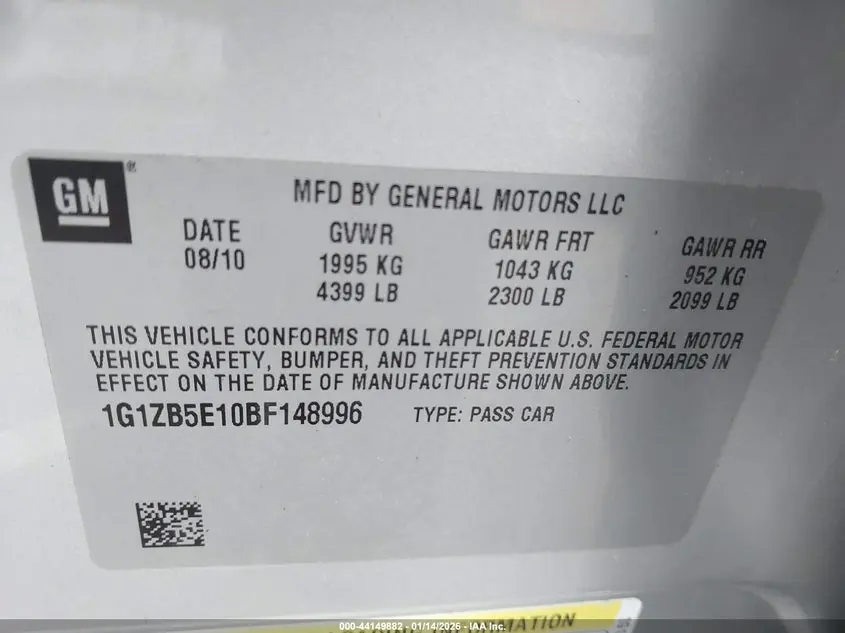 2011 CHEVROLET MALIBU LS