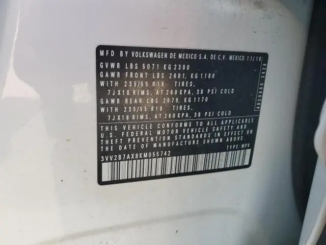 2019 VOLKSWAGEN TIGUAN SE  