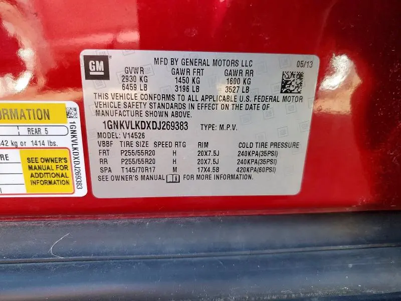 2013 CHEVROLET TRAVERSE LTZ  