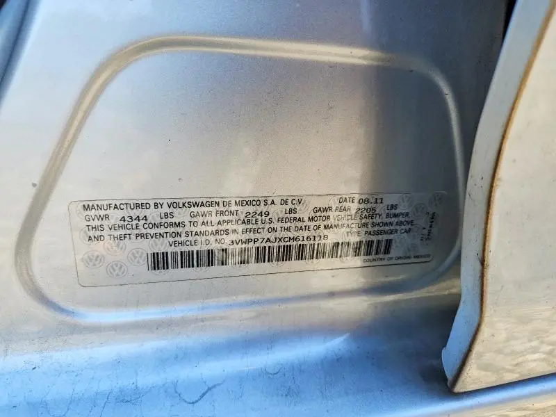 2012 VOLKSWAGEN JETTA S  