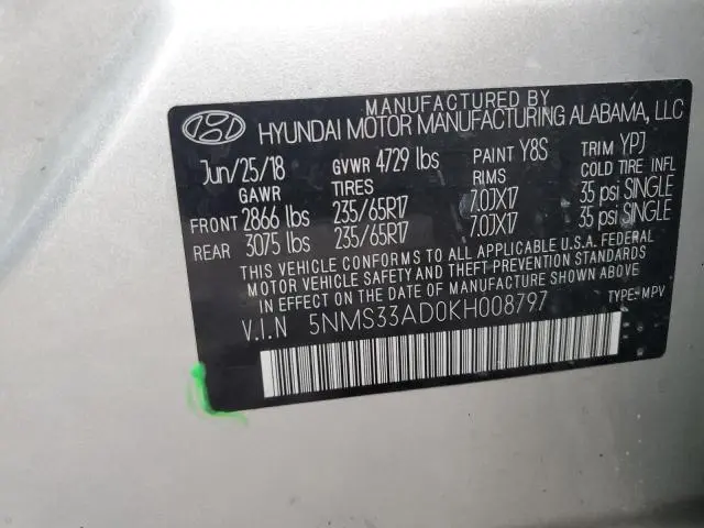 2019 HYUNDAI SANTA FE SEL  