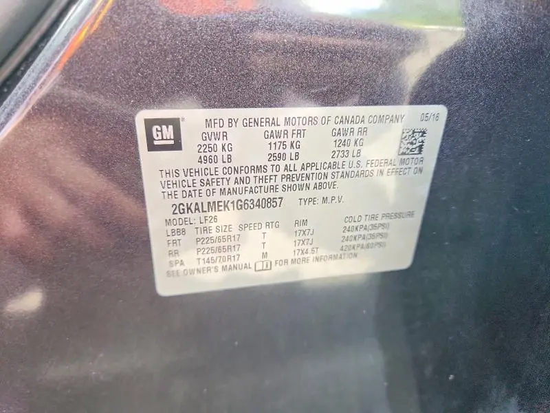 2016 GMC TERRAIN SLE  