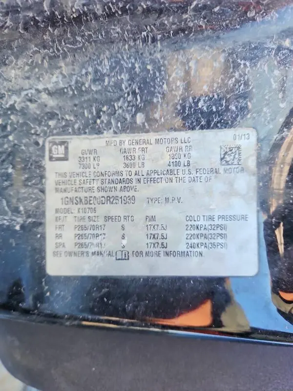 2013 CHEVROLET TAHOE K1500 LT  